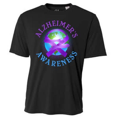 Alzheimer's Awareness Support Ribbon Hugging The World Cooling Performance Crew T-Shirt