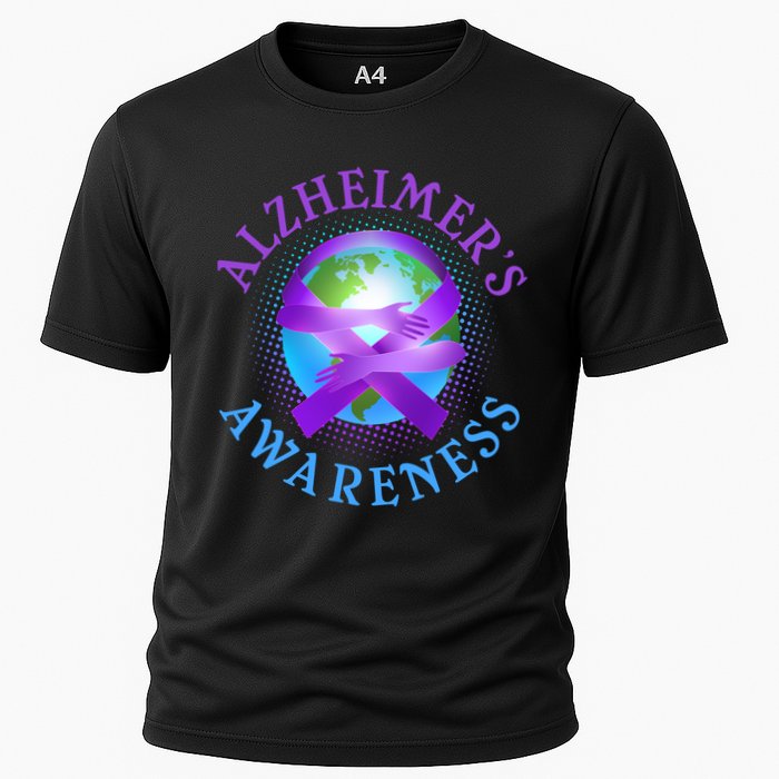 Alzheimer's Awareness Support Ribbon Hugging The World Performance Shirt
