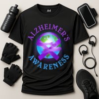 Alzheimer's Awareness Support Ribbon Hugging The World Performance Shirt