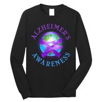 Alzheimer's Awareness Support Ribbon Hugging The World Long Sleeve Shirt