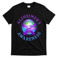 Alzheimer's Awareness Support Ribbon Hugging The World T-Shirt