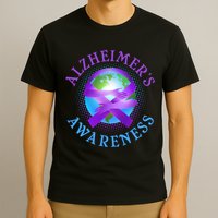 Alzheimer's Awareness Support Ribbon Hugging The World T-Shirt