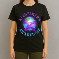 Alzheimer's Awareness Support Ribbon Hugging The World T-Shirt