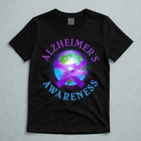 Alzheimer's Awareness Support Ribbon Hugging The World T-Shirt