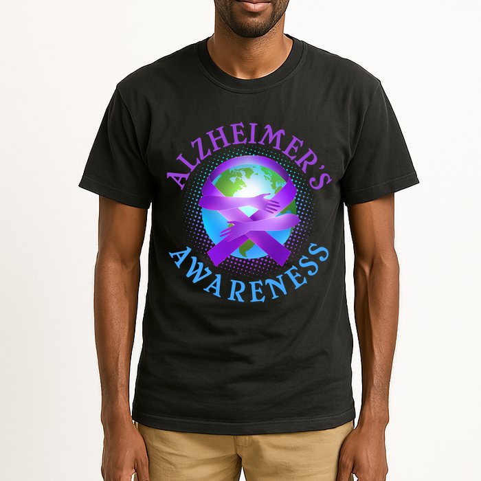 Alzheimer's Awareness Support Ribbon Hugging The World Tall T-Shirt