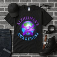 Alzheimer's Awareness Support Ribbon Hugging The World Tall T-Shirt