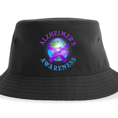 Alzheimer's Awareness Support Ribbon Hugging The World Sustainable Bucket Hat