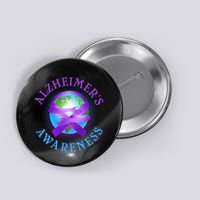 Alzheimer's Awareness Support Ribbon Hugging The World Button