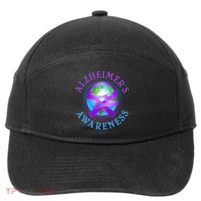Alzheimer's Awareness Support Ribbon Hugging The World 7-Panel Snapback Hat