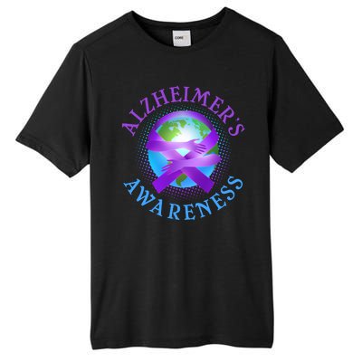 Alzheimer's Awareness Support Ribbon Hugging The World Tall Fusion ChromaSoft Performance T-Shirt