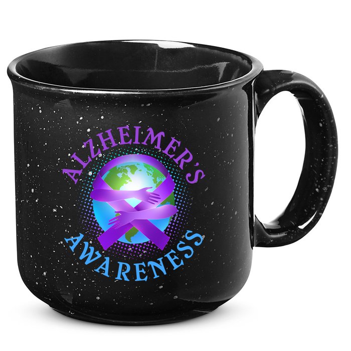 Alzheimer's Awareness Support Ribbon Hugging The World 15oz Campfire Ceramic Mug