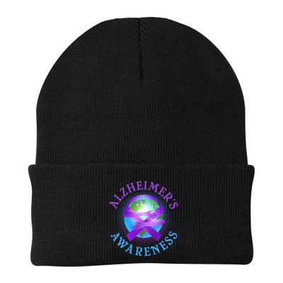 Alzheimer's Awareness Support Ribbon Hugging The World Beanie