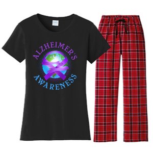 Alzheimer's Awareness Support Ribbon Hugging The World Women's Flannel Pajama Set