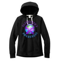 Alzheimer's Awareness Support Ribbon Hugging The World Women's Fleece Hoodie