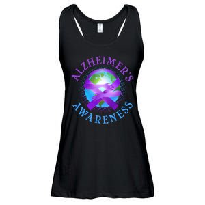 Alzheimer's Awareness Support Ribbon Hugging The World Ladies Essential Flowy Tank