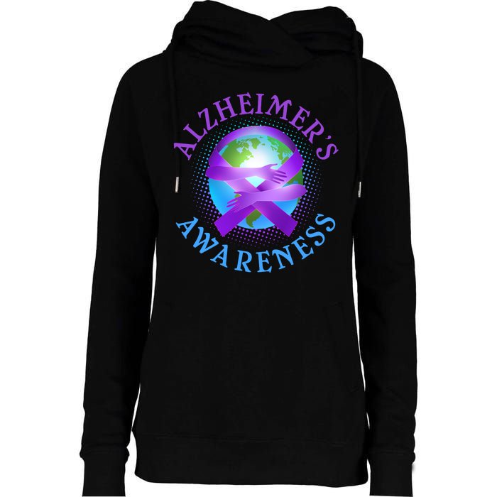 Alzheimer's Awareness Support Ribbon Hugging The World Womens Funnel Neck Pullover Hood