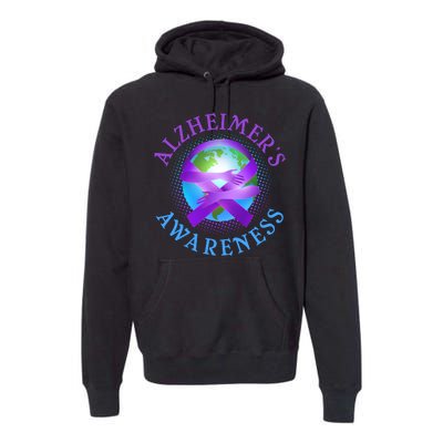 Alzheimer's Awareness Support Ribbon Hugging The World Premium Hoodie