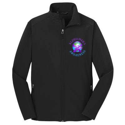 Alzheimer's Awareness Support Ribbon Hugging The World Core Soft Shell Jacket