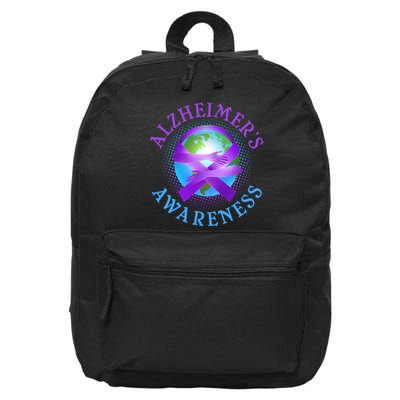 Alzheimer's Awareness Support Ribbon Hugging The World 16 in Basic Backpack