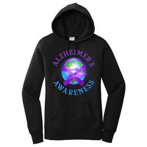 Alzheimer's Awareness Support Ribbon Hugging The World Women's Pullover Hoodie