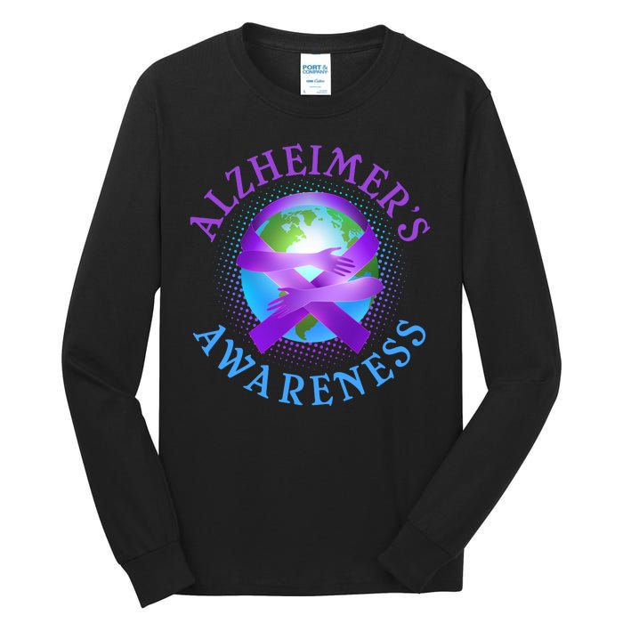 Alzheimer's Awareness Support Ribbon Hugging The World Tall Long Sleeve T-Shirt