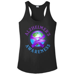 Alzheimer's Awareness Support Ribbon Hugging The World Ladies PosiCharge Competitor Racerback Tank