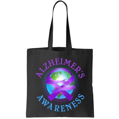 Alzheimer's Awareness Support Ribbon Hugging The World Bag
