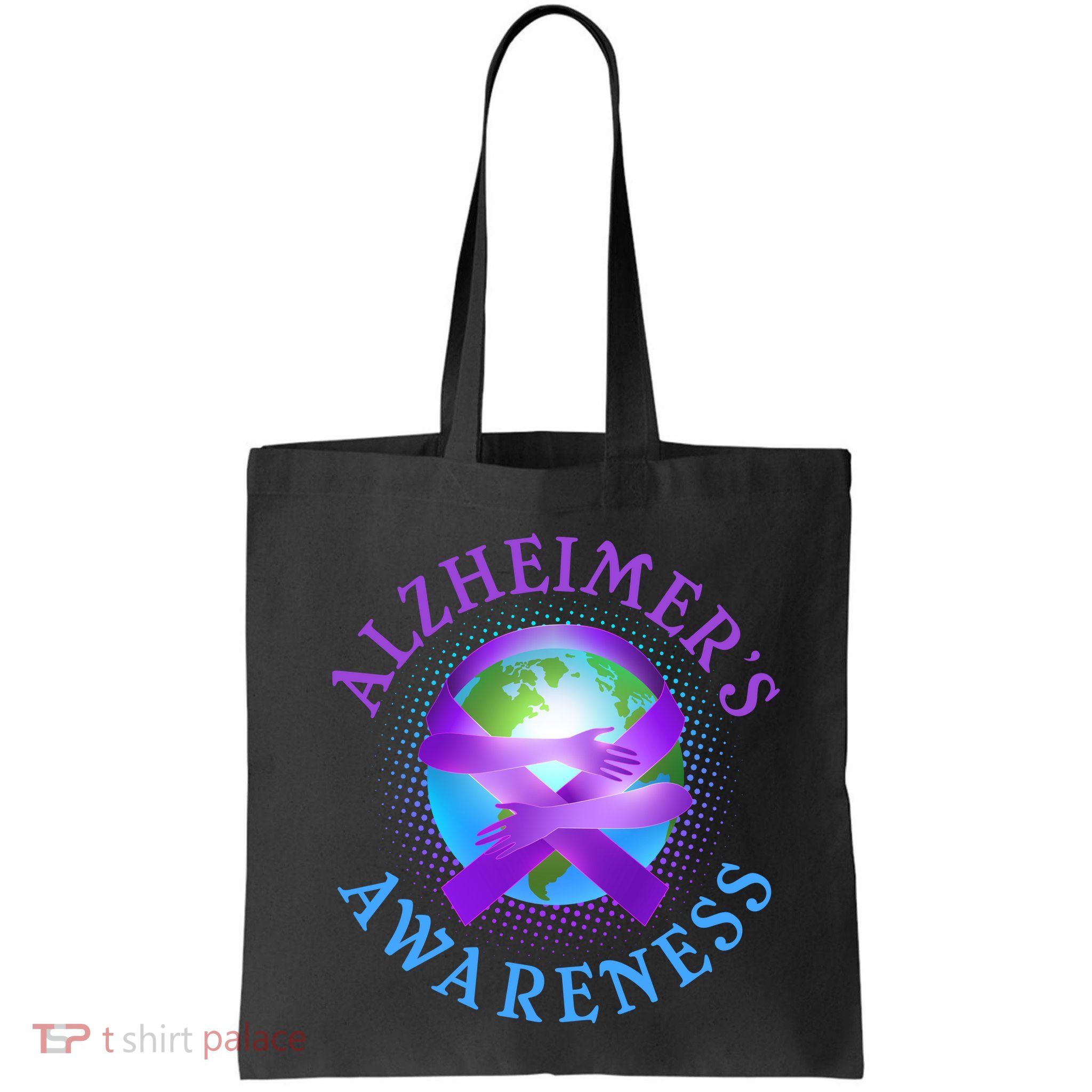 Alzheimer's Awareness Support Ribbon Hugging The World Bag