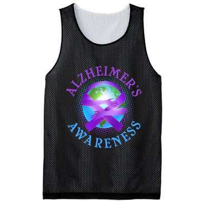 Alzheimer's Awareness Support Ribbon Hugging The World Mesh Reversible Basketball Jersey Tank