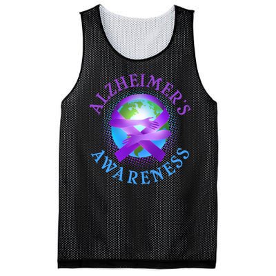 Alzheimer's Awareness Support Ribbon Hugging The World Mesh Reversible Basketball Jersey Tank