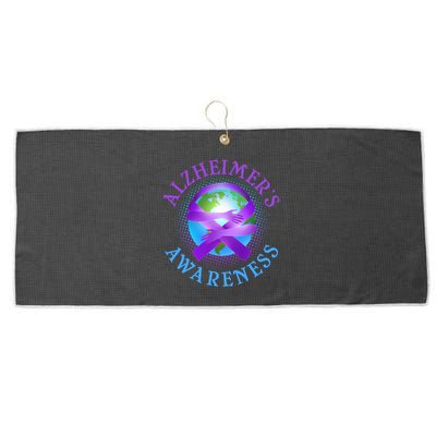 Alzheimer's Awareness Support Ribbon Hugging The World Large Microfiber Waffle Golf Towel