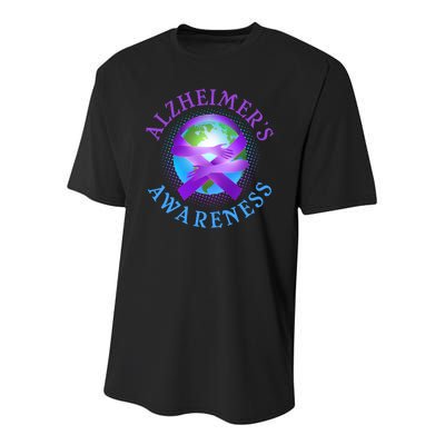 Alzheimer's Awareness Support Ribbon Hugging The World Youth Performance Sprint T-Shirt