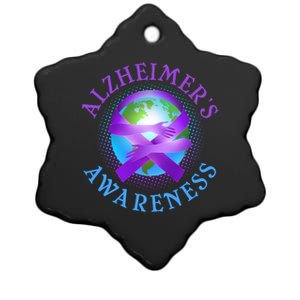 Alzheimer's Awareness Support Ribbon Hugging The World Ceramic Star Ornament