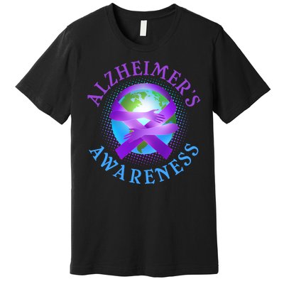 Alzheimer's Awareness Support Ribbon Hugging The World Premium T-Shirt