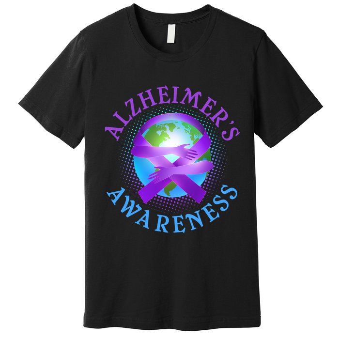 Alzheimer's Awareness Support Ribbon Hugging The World Premium T-Shirt