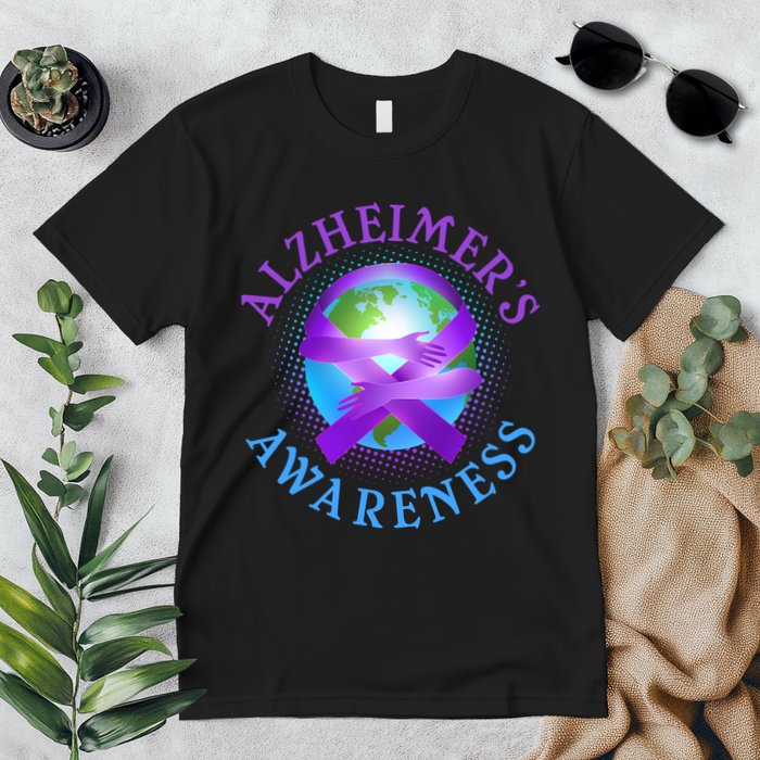 Alzheimer's Awareness Support Ribbon Hugging The World Premium T-Shirt