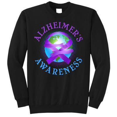 Alzheimer's Awareness Support Ribbon Hugging The World Tall Sweatshirt