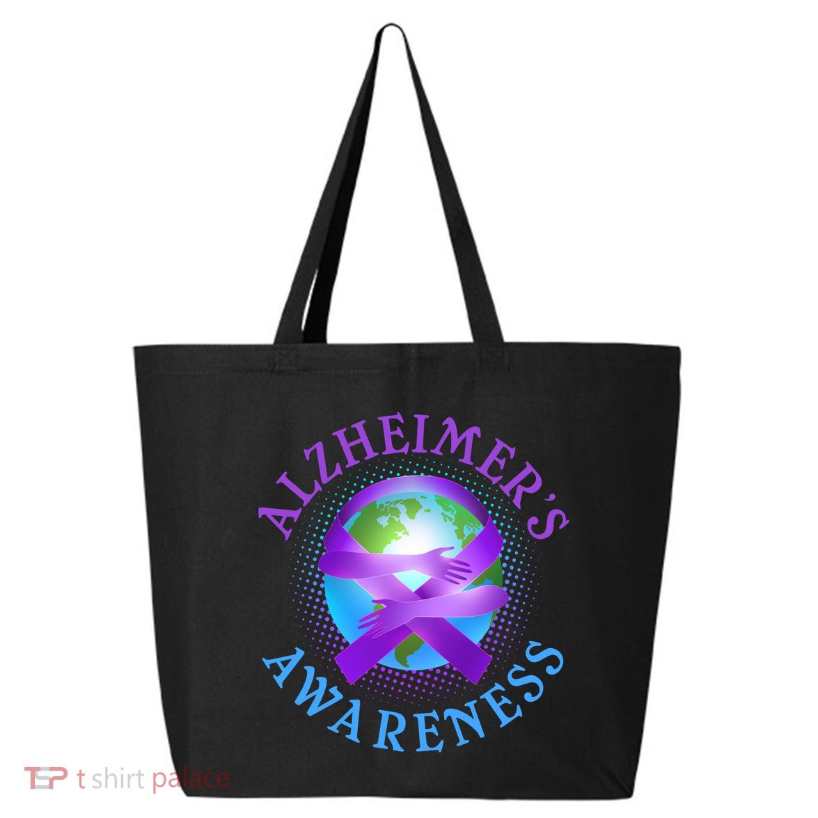 Alzheimer's Awareness Support Ribbon Hugging The World 25L Jumbo Tote