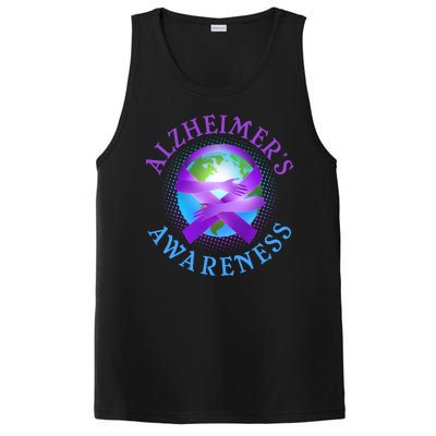 Alzheimer's Awareness Support Ribbon Hugging The World PosiCharge Competitor Tank