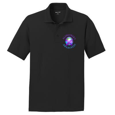 Alzheimer's Awareness Support Ribbon Hugging The World PosiCharge RacerMesh Polo