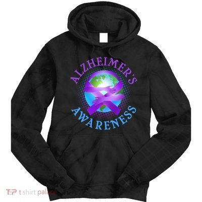 Alzheimer's Awareness Support Ribbon Hugging The World Tie Dye Hoodie