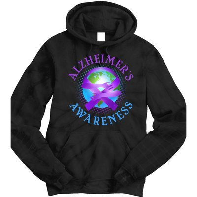 Alzheimer's Awareness Support Ribbon Hugging The World Tie Dye Hoodie