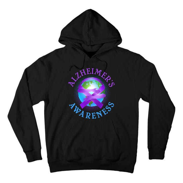 Alzheimer's Awareness Support Ribbon Hugging The World Tall Hoodie