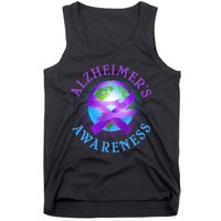 Alzheimer's Awareness Support Ribbon Hugging The World Tank Top