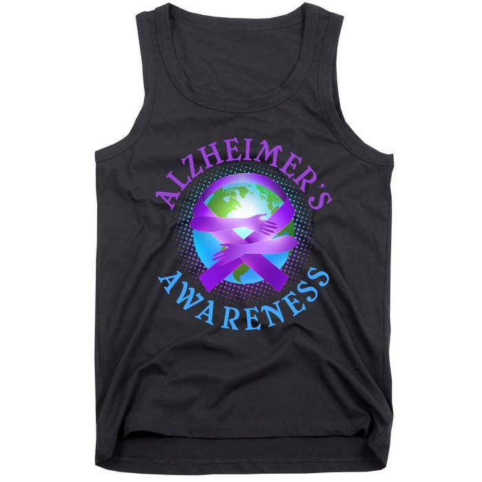 Alzheimer's Awareness Support Ribbon Hugging The World Tank Top