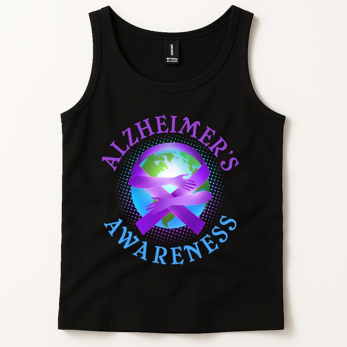 Alzheimer's Awareness Support Ribbon Hugging The World Tank Top