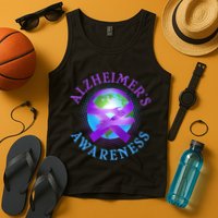 Alzheimer's Awareness Support Ribbon Hugging The World Tank Top