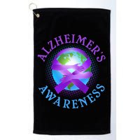 Alzheimer's Awareness Support Ribbon Hugging The World Golf Towel