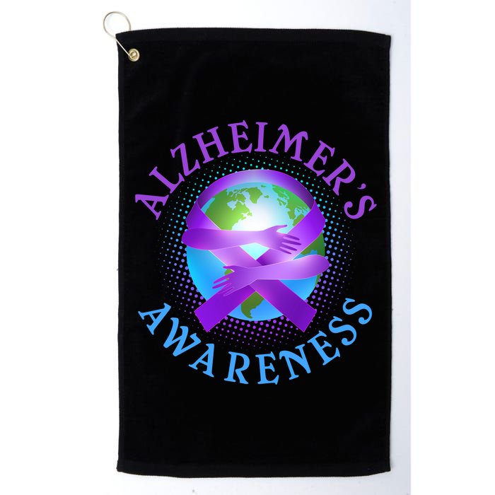 Alzheimer's Awareness Support Ribbon Hugging The World Golf Towel