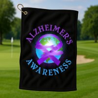Alzheimer's Awareness Support Ribbon Hugging The World Golf Towel